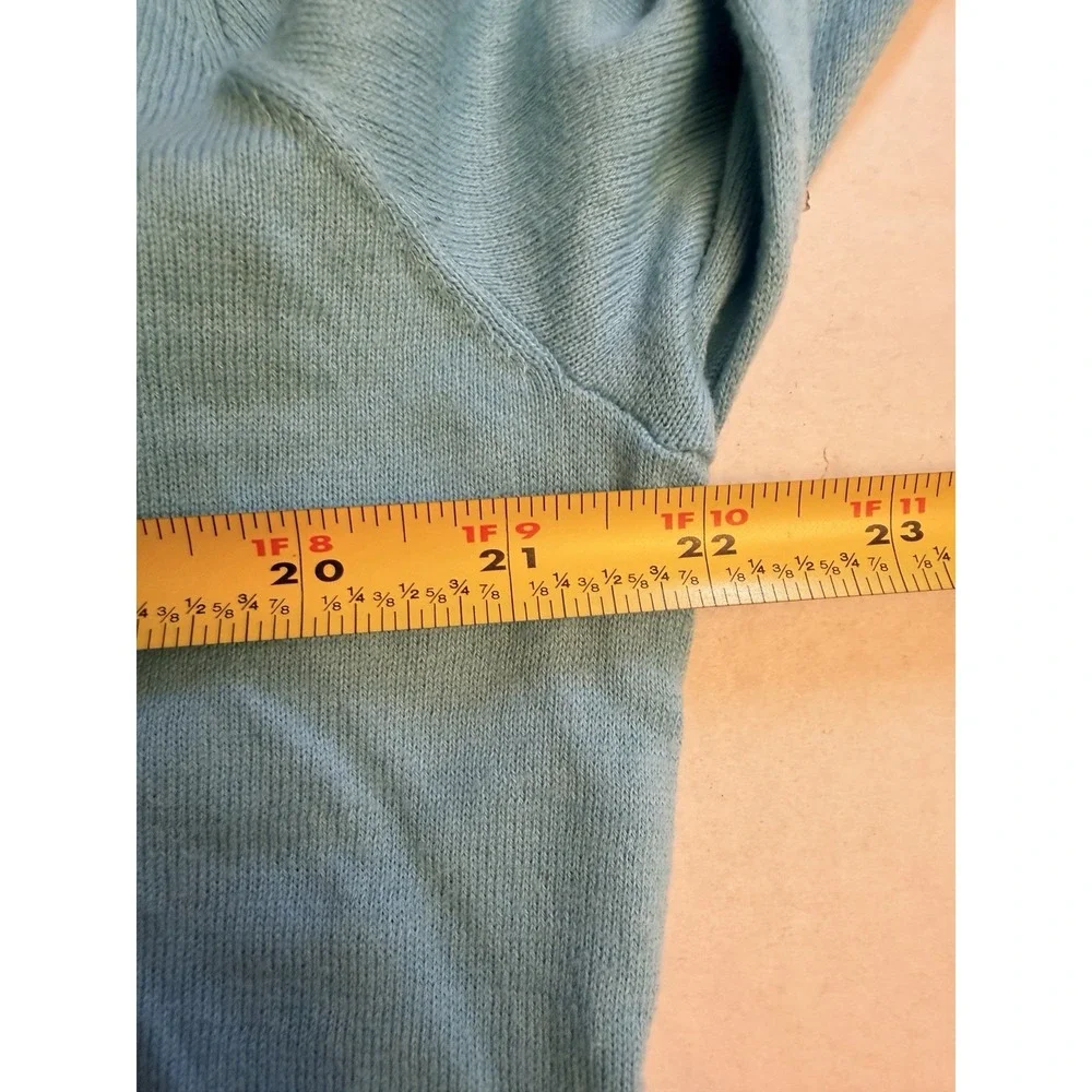 Polo Ralph Lauren Men's Large V-Neck Sweater Cotton Cashmere Lightweight Aqua